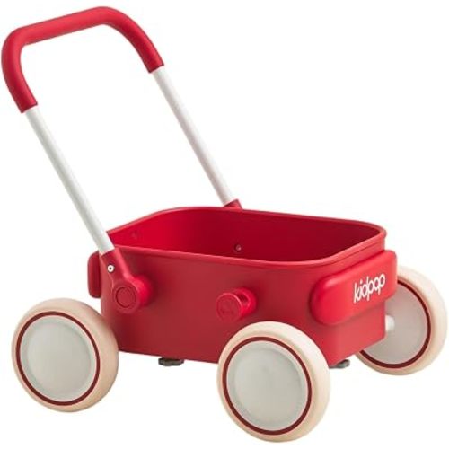 Kidpop PULA Push & Pull Walker Wagon,Baby Walker with Wheels,Toddler Balance Wagon for First Learner Baby Boys/Girls Toys,7 Months–3 Years Old Birthday Gifts (Red)