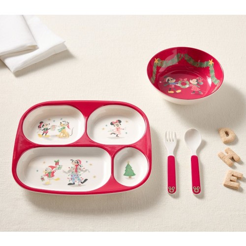 Pottery Barn Kids Disney Mickey Mouse and Friends Christmas Nursery Feeding Set