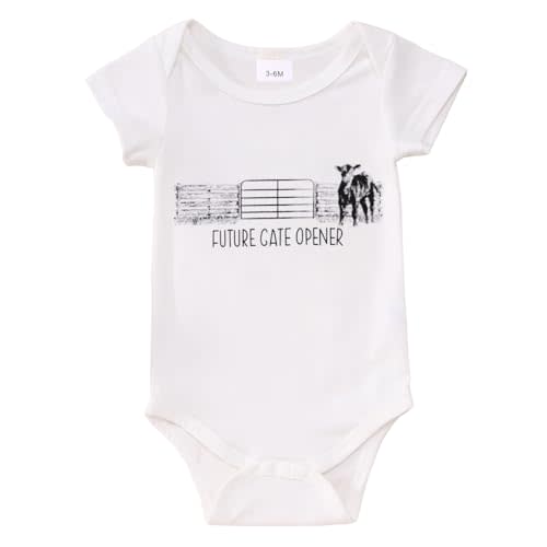 SOFEON Future Gate Opener Baby Onesie Newborn Farm Cow Bodysuit Romper Infant Boy Girl Cute Country One-Piece Clothes 0-18M