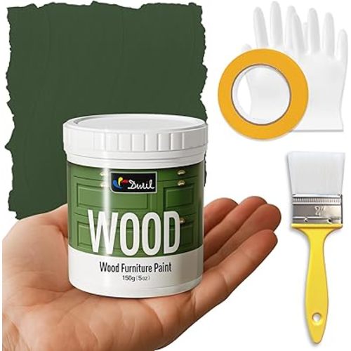 DWIL Matte Finish Furniture Paint - 5 Oz Wood Paint for Cabinets, Doors, Tables, and Dressers Refinishing - Water-Based, Non-Toxic & Odorless, Easy to Apply(Olive Green)-Trial Pack