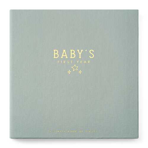 Celestial Skies Luxury Baby Memory Book - Gold Embossed Cloth Cover, First Year Journal