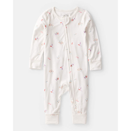 Baby Girl Art Print PurelySoft Sleep & Play Pajamas - White - Carter's | Carter's