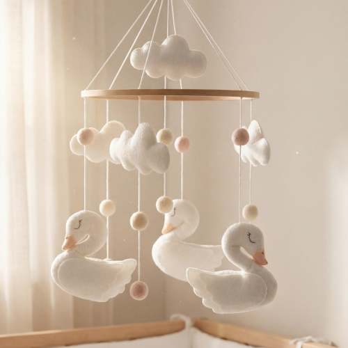 Sleepy Time Felt Mobiles - White Swans