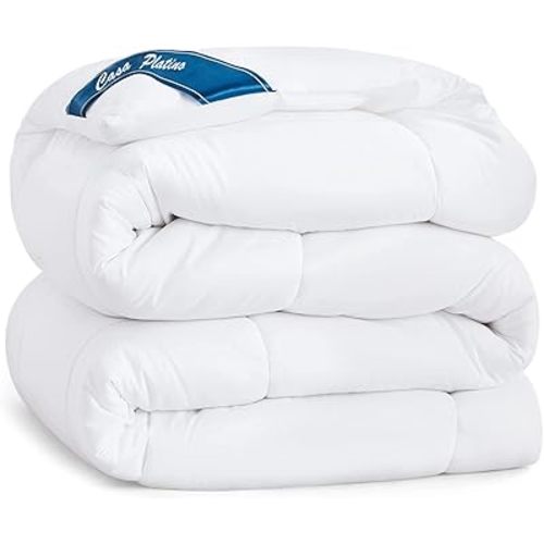 Comforter Twin Size Goose Down Alternative Microfiber Quilted Solid Comforter/Duvet Insert - Ultra Soft Hypoallergenic Bedding - Medium Warmth for All Seasons Twin Comforter - White