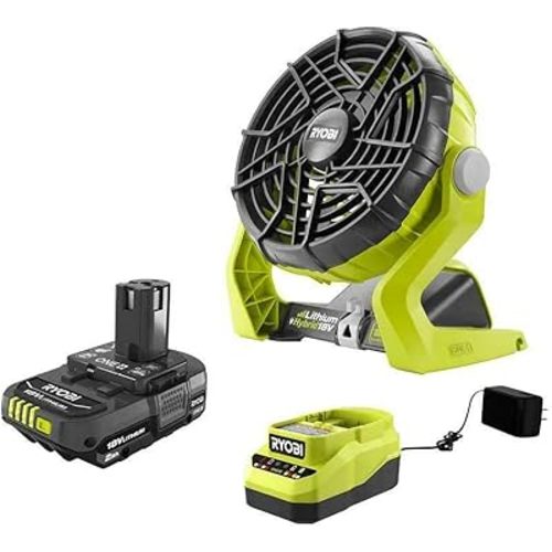 Ryobi 18-Volt ONE+ Hybrid Portable Fan(P3320) with P163 Lithium-Ion Battery(2.00Ah) and Charger