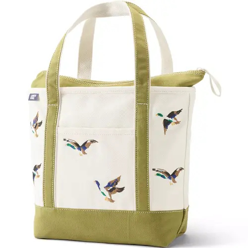 Medium Embroidered 5 Pocket Open Top Canvas Tote Bag | Lands' End