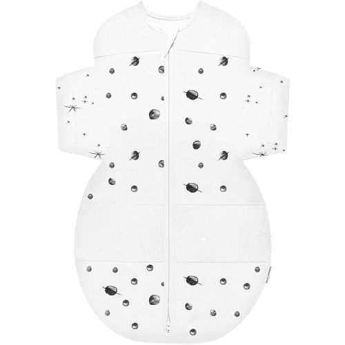 Happiest Baby SNOO Sleep Sack - 100% Organic Cotton Baby Swaddle Blanket - Doctor Designed Promotes Healthy Hip Development (Ivory Planets, X-Large)