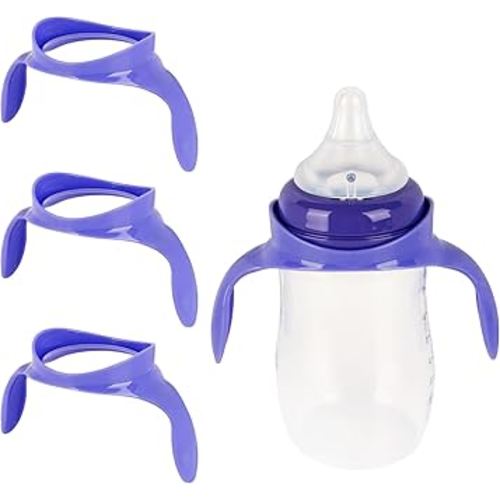 Baby Bottle Handles for Lansinoh Baby Bottles, Compatible Ergonomic Lansinoh Bottle Holder for Newborn, 3 Pack, Purple
