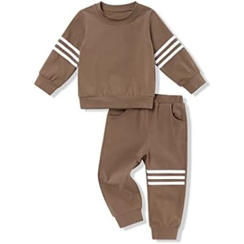 oklady Toddler Boy Clothes Stripe Long Sleeve T-Shirt Tops Sweatsuit Pants Sets Fall Winter Baby Boy Clothes
