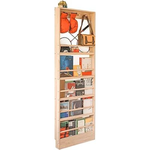 Wooden Kids Bookshelf, Wall Mount Shelf with Hooks, Organizer for Toys and Books, Space-Saving