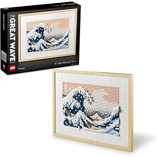 LEGO Art Hokusai – The Great Wave, 3D Japanese Wall Art, Framed Ocean Canvas Picture for Home or Office Décor, Creative DIY Activity, Arts & Crafts Kit, Hobbies for Adults, 31208