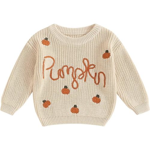 Toddler Baby Girl Boy Knit Football Sweater Long Sleeve Pumpkin Sweasthirt Fall Winter Clothes Football Outfit