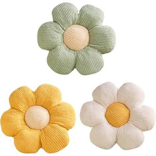 XIAIJIA 3 Pcs Flower Pillow Flowers Shaped Pillows Cushion Decorative Daisy Pillow for Bed Cute Throw Pillow Flower Floor Pillow Soft Seat Cushion 15.7"