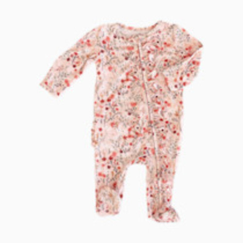 Caden Lane Ruffle Zipper Footie - Autumn Blooms, Newborn