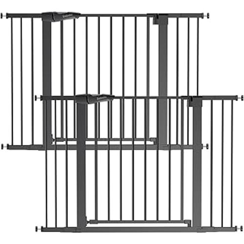 Babelio Baby Gate for Doorways and Stairs, 29-48" Auto Close Dog Gate PressGuard P7, Easy-Install Pressure Mounted Satey Door, No Drilling Safety Gate for Child and Pets, 2 Pack, Black