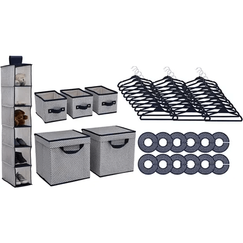 Delta Children Nursery Storage 48 Piece Set - Easy Storage/Organization Solution - Keeps Bedroom, Nursery & Closet Clean, Navy