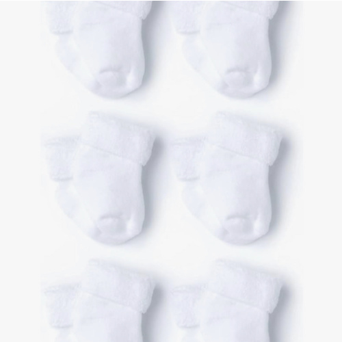 Gerber Baby Boys & Girls 6-Pack White Terry Socks Newborn