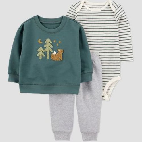 Carter's Just One You® Baby Boys' 3pc Scenic Top & Bottom Set - Green 6M