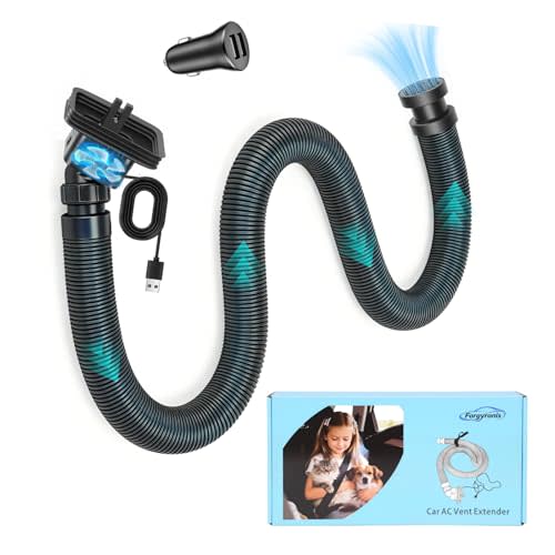 Car Ac Vent Extender with Built-In USB Powered Fan, Car Ac Hose | Extendable Air Conditioning Tube for Babies, Kids & Pets | Backseat Air Vent Hose for Vehicles | Portable Ac for Car | 6.6ft