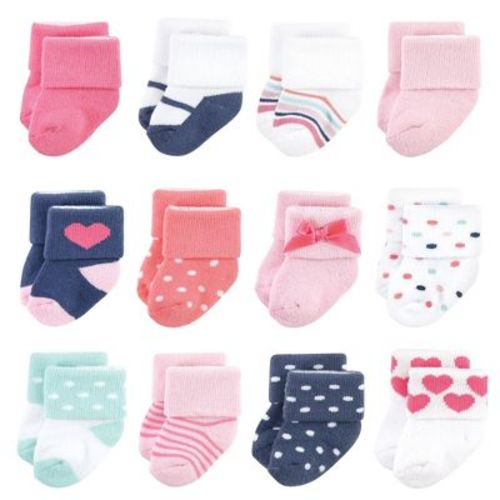 Little Treasure Basics Infant Baby Cozy Terry Baby Sock 12-Pack, Joyful Sprinkles, 0-6 Months