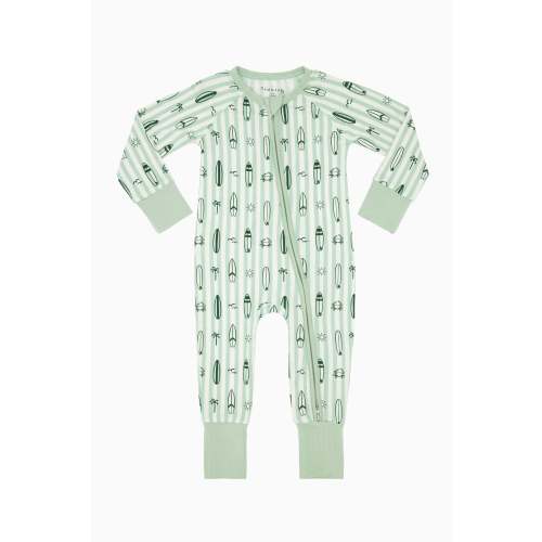 Green Surfs Up Zipper Romper