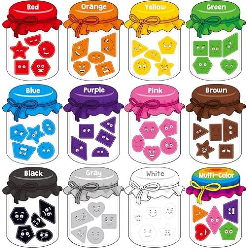 12 Pieces Magnetic Color Sorting Toys, 60 Color & Shape Magnets, Early Educational Sorting Set for Refrigerator Whiteboard Baby Toddlers Kids
