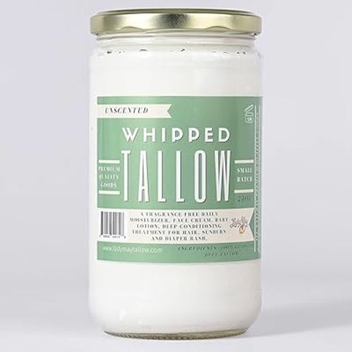Whipped Tallow 24oz - All Natural Face Cream + Whole Body Moisturizer for Dry Skin - No Preservatives, Parabens or Seed Oils - 100% Pure, No Added Fragrance - USA Made (Unscented)