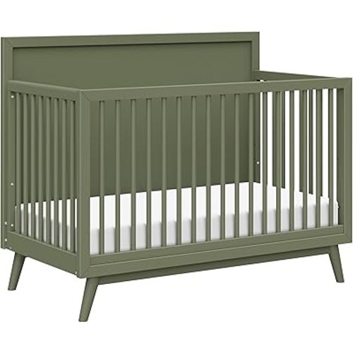 Babyletto Palma 4-in-1 Convertible Crib with Toddler Bed Conversion Kit in Olive Green, Greenguard Gold Certified