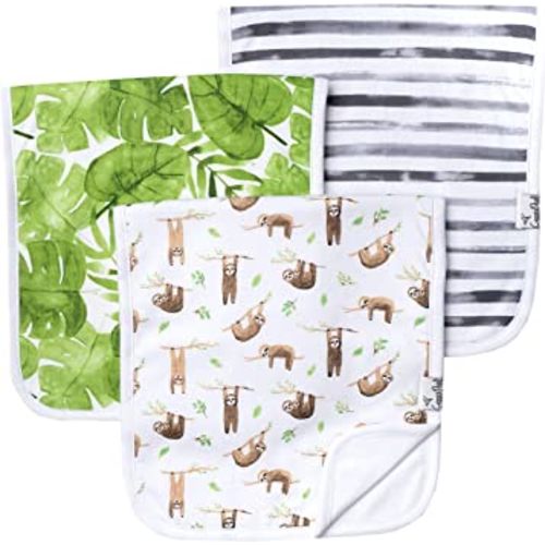 Copper Pearl Premium Baby Burp Cloths - 3-Pack Large Cotton Burp Cloths, Extra Soft Spit Up Rags with 3 Absorbent Layers, Perfect for Baby Boy and Baby Girl Gifts (21" x 10" Size, Noah Set)