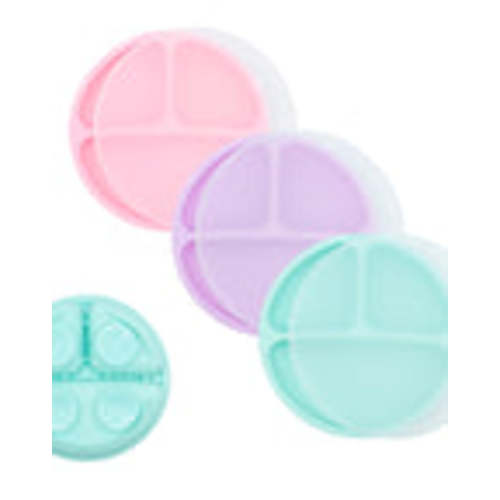 WeeSprout | Silicone Suction Plates with Lids Divided Silicone Plates | Set of 3