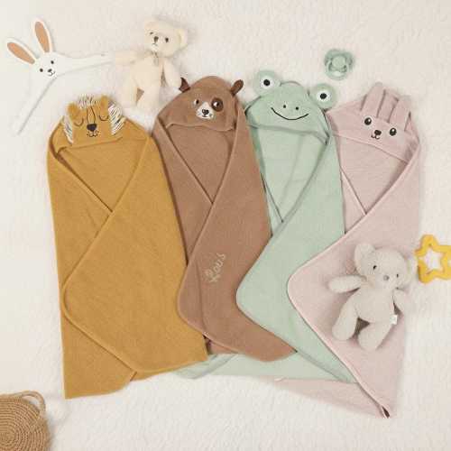 Toalla con capucha para bebé personalizada, toalla de baño de algodón con nombre bordado, toalla con capucha para bebé, regalo para baby shower,