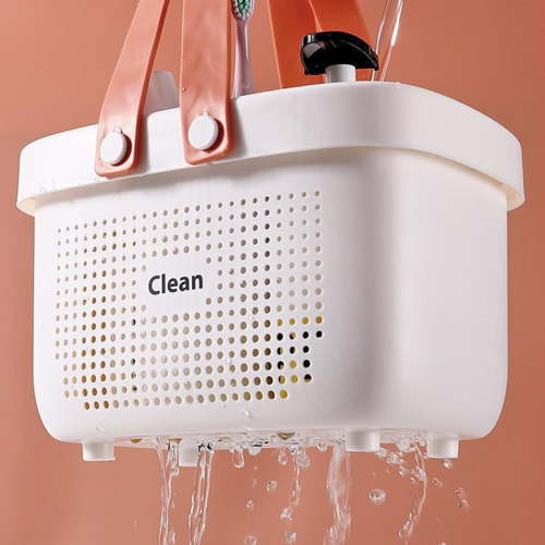 Shower Caddy Baskets Plastic Storage Baskets Bins with Silicone Handles, Cleaning Supplies Organizer for Bathroom, Kitchen, Closet, Bedroom, Small Pink