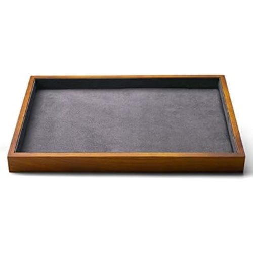 For Louie - Oirlv Wood Flat Jewelry Tray Stackable Jewelry Drawer Organizer Showcase Jewelry Holder(Grey)