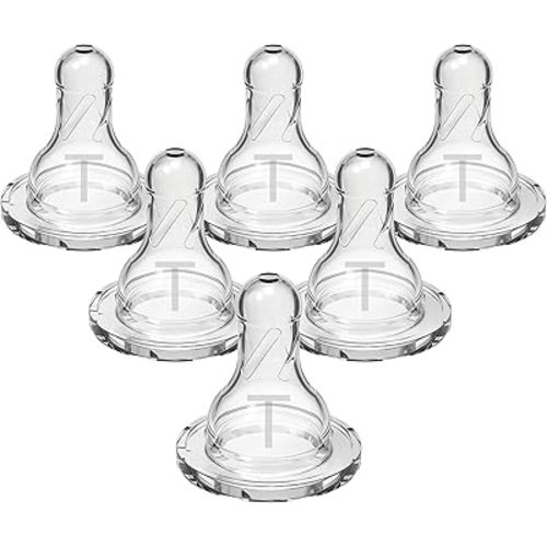 Dr. Brown's Natural Flow Level T Narrow Baby Bottle Nipple, Newborn Slow Flow, 0m+, 100% Silicone, 6-Pack