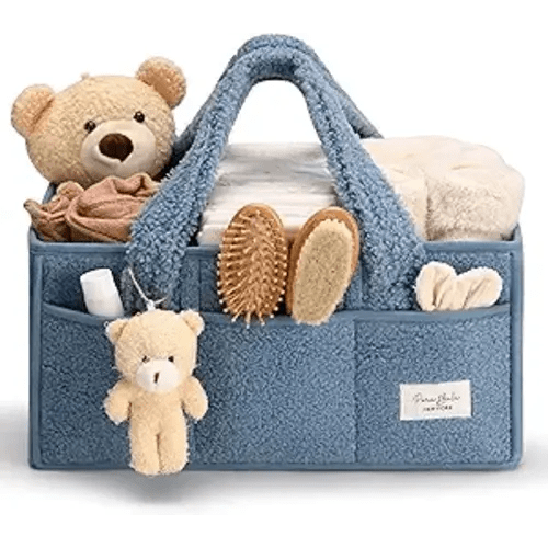 Baby Diaper Caddy Organizer with Handle, Boy & Girl Shower Gift Basket, Portable Diaper Storage Basket Bin for Wipes, Newborn Baby Essentials Registry Search Must Haves, Car Caddy Organizer