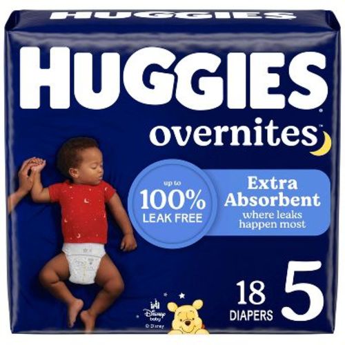 Huggies Overnites Nighttime Baby Diapers - Size 5 - 18ct: SnugFit Waistband, All-Night Protection, No Fragrance Added