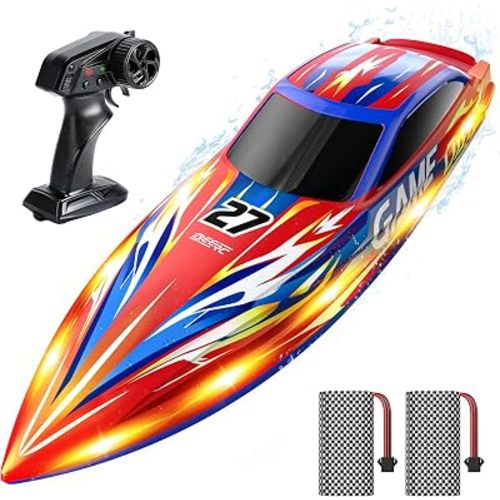 DEERC High Speed RC Boat for Kids, 25+KPH, Capsize Recovery, 30 Mins
