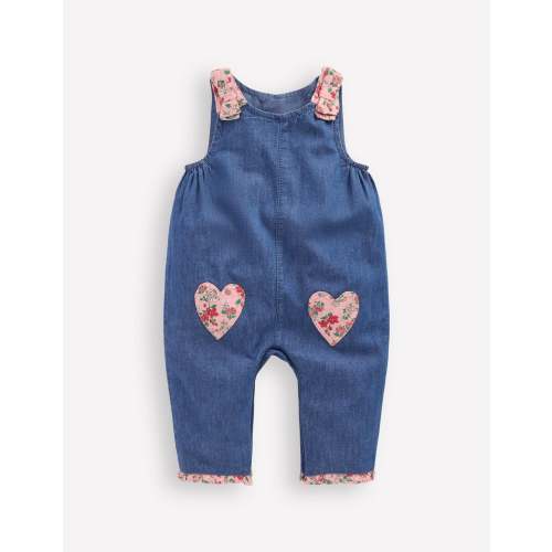 Chambray Romper-Chambray Floral Hearts