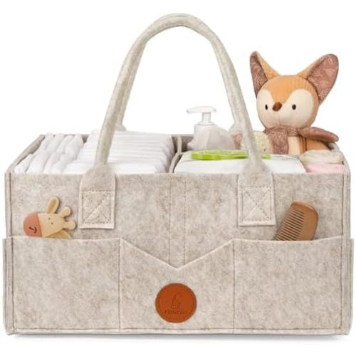 Maliton Felt Diaper Caddy Organizer for Changing Table - Large, Khaki