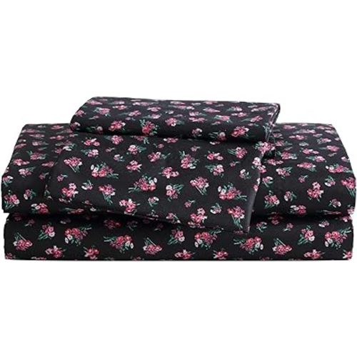Betsey Johnson - Queen Bed Sheets, Soft & Lightweight Bedding, Fade & Wrinkle Resistant (Bouquet Ditsy Black, Queen)