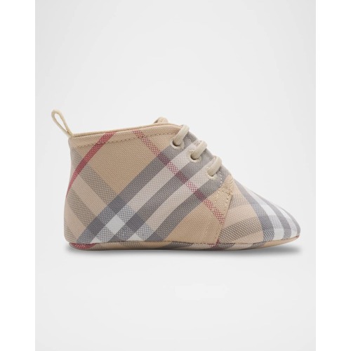 Kid's Corby Lace-Up Check Prewalker Booties, Baby