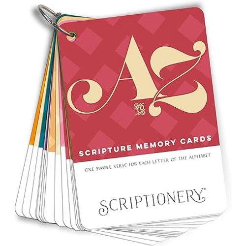 ABC Bible Verse Cards for Kids - Scripture Memory Flash Cards - Christian Easter Basket Stuffers - Alphabet Bible Verses to Memorize - Sunday School Gift - Scriptionery