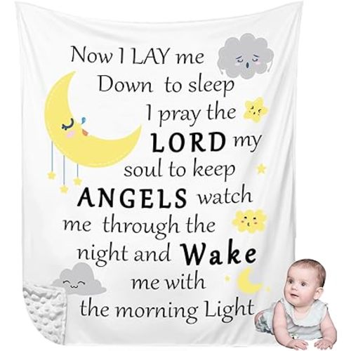 Peryiter Christian Gift for Baby Baptism Plush Baby Blanket with Dotted Backing Scripture Quote Bible Verse Blanket for Newborn Boy Girl Christening Godchild, 30 x 40 Inch
