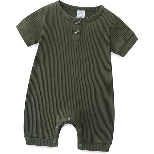 Infant Romper Solid Color One Piece Onesie Short Sleeve Summer Clothes for 0~12M Baby
