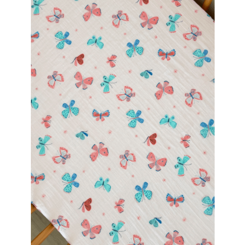 Whimsical Butterflies / Muslin Crib Sheet
