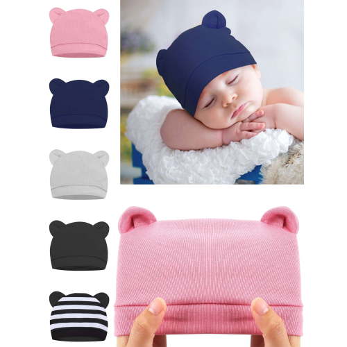 Luxtrada Newborn Baby Beanie Preemie Boys Hats Autumn Winter Newborn infant Hospital Hats for Girls 0-6 Months (5pcs MIX color)
