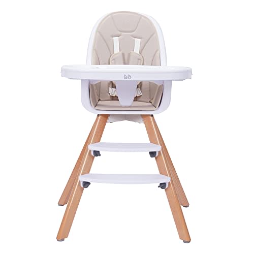 Baby High Chair with Double Removable Tray for Baby/Infants/Toddlers, 3-in-1 Wooden High Chair/Booster/Chair | Grows with Your Child | Adjustable Legs | Modern Wood Design | Easy to Assemble