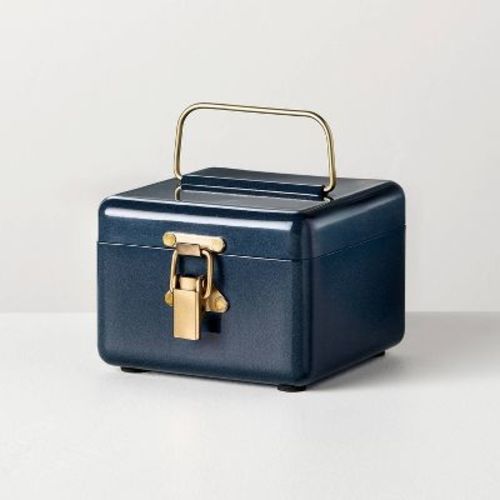 Metal Box with Brass Closure Navy - Hearth & Hand™ with Magnolia