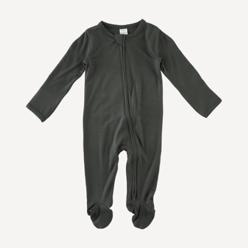 long sleeve two way zipper footie | beluga | bamboo
