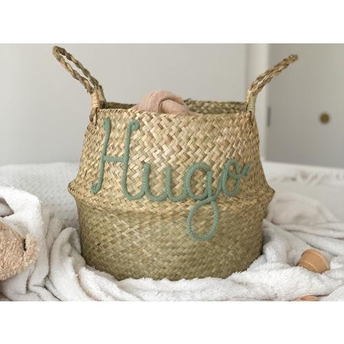 Personalized Belly Basket - Personalised Baby Gift - Kids Room Decor - Custom Seagrass Basket - Toy Storage - Girls Room Organisation